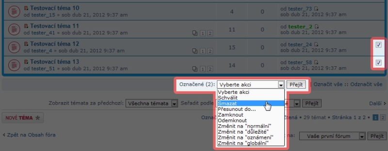 QuickMod - viewforum - výběr