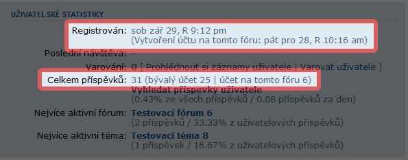 Former account stats - profil uživatele