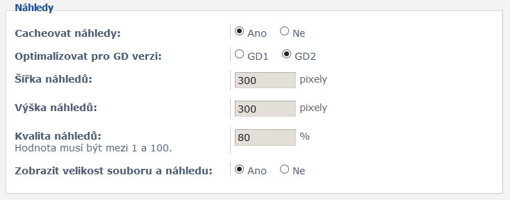 phpBB Gallery - Nastavení velikosti náhledů