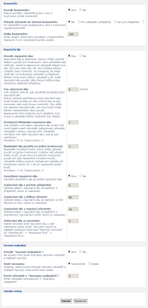 Reputation System - Administrace část 2