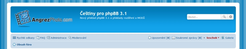 Název a popis fóra - před úpravou