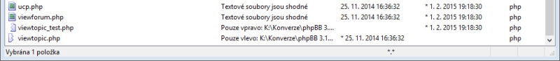 Aktualizace překladu - Win Merge - Výsledek porovnání složek