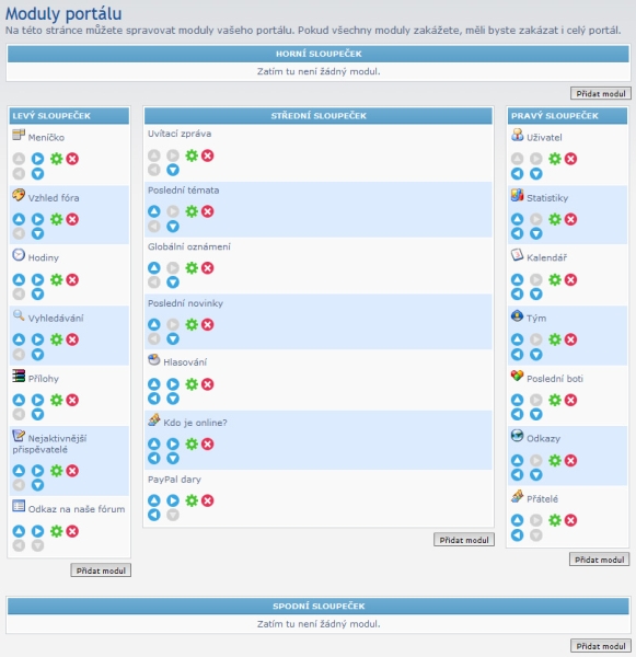 Board3 Portál - Administrace - Moduly