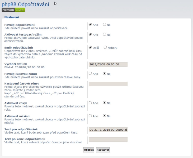phpBB Odpočítávání